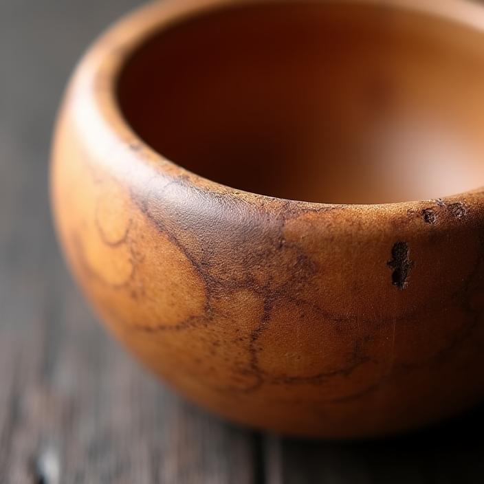 Detalle de textura natural en cuenco de madera